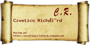 Czvetics Richárd névjegykártya